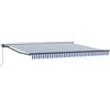 LKJephalotrop Tenda da sole con braccio articolato, 400 x 300 cm, tenda da sole per terrazza e giardino, retrattile con manovella, telaio stabile in alluminio e acciaio, blu bianco