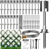 Acemaker Set di 20 graticci in filo metallico per piante rampicanti all'aperto, con cavo in acciaio inox da 1/8 x 29,9 m, sistema a spalliera T316 per progetti fai da te di recinzione e giardino