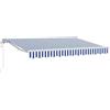 LKJephalotrop Tenda da sole elettrica, 3 x 2,5 m, con braccio snodato, retrattile, blu e bianco, tenda da sole per terrazza, balcone e giardino, con telecomando e manovella