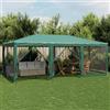 ZQQLVOO Gazebo per feste con 10 pannelli laterali in rete, verde, 6 x 4 m, gazebo in HDPE per feste in giardino, eventi, con telaio in ferro, tetto impermeabile e zanzariera