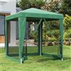 ZQQLVOO Gazebo per feste con 4 pareti laterali in rete, verde, 2 x 2 m, gazebo in HDPE con telaio in ferro, tetto impermeabile e ventilazione per eventi all'aperto, festival e barbecue