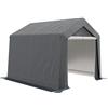 Outsunny 3x3m tenda da giardino portatile per bici Grigio scuro | Telaio in acciaio zincato pesante, finestra di ventilazione, porta a cerniera con zip, per moto, attrezzi da giardino