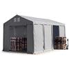 TOOLPORT Tendone deposito 4x8 m Tendone Industriale Tendostruttura con Altezza Laterale 3m Grigio telone in PVC 850 N Impermeabile utilizzo continuativo con Apertura con Cerniera
