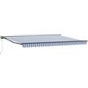 LKJephalotrop Tenda da sole con braccio articolato, 450 x 300 cm, tenda retrattile con manovella e telecomando, semicassetta in alluminio e acciaio per terrazza, giardino e balcone, blu e bianco