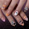 GlamRays 24 Pezzi Halloween Unghie a Forma di Mandorla Media French Tip Colorato Fiori Pipistrello Ragnatela Fantasma Carino Sfumatura Copertura Completa Riutilizz