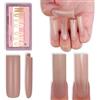 NOVO OVO Long Sharp Square Nail Tips Press on Pure Color Rosa Marrone,Extra Spessa NEED Builder Gel & Top Coat & Colla, Soft Gel Matt Extension per fai da te, 15 misure, 180 pezzi