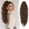RUWISS Coda Capelli Extension con Pinza - Coda Finta Capelli Ricci Ondulati 65 cm Extension Capelli Coda Lunga Sintetici Coda di Cavallo per Donne, Castano Scuro e Castano Ramato