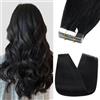 Silk-co Extension Biadesivo Capelli Veri Adesive Tape in Human Hair 10 Fasce 20g 30cm Nero Scuro