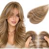 MY-LADY Parrucca Donna Capelli Veri Umani Biondo Scuro/Marrone Medio 17g | Naturale Invisibile Leggero Base Lace 8x14 cm con 3 Clip Maschera le zone diradate e incornicia il viso