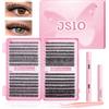 Jsio Kit di ciglia singole, 632 ciuffetti di ciglia con bond+sigillatura+rimozione, ciglia naturali soffici, ciuffetti volumizzanti, kit di extension per ciglia arricciate a D, per fai da te a casa, 9-16