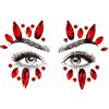 DIELIANHUA 1 Pezzi Gemme Viso, Strass Viso, Brillantini Adesivi di Gemme per Viso, Strass Adesivi Festival, Glitter Make Up Strass Autoadesivi per Donna, Halloween, Carnevale, Feste, Musica (Rosso)
