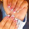 MouyouGlow Unghie Finte Lunga MouyouGlow,Squadrata Leopardo Bianche French Fiori Floral Design Press on Nailsr,White Base Leopardenmuster Flowers Fake Nails per Donna