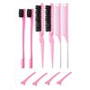 KONFEN Set Spazzole Capelli 12 Pezzi Rosa Pettine Coda Pettinini Per Donna Accessori Denti Stretti Volumizzante Spazzola Slick Back Ciuffo