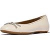 Fitflop Delicato Ballerine da Donna in Pelle con Fiocco Scintillante, Beige Paris, 37, Beige Parigi, 4 UK Narrow