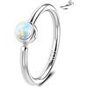 OUFER 925 Sterling Silver Nose Ring Hoop 20G 8 mm Nostril Piercing Solid 2 mm CZ/White Opal Body Piercings Jewellery Cartilage Nose Earring Women Men