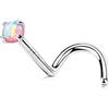 OUFER 20G S Piercing Naso Argento 925 Pirecing Naso Donna Anellino Trasparente Rose Opale Nose Ring 7 mm Gioielli Per Il Corpo