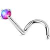 OUFER 20G S Piercing Naso Argento 925 Pirecing Naso Donna Anellino Trasparente Violet Opale Nose Ring 7 mm Gioielli Per Il Corpo