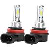 Qiilu Lampadine fendinebbia LED 80W 2 pezzi con guscio in alluminio universale, luce bianca 8000K CSP, compatibili socket H8/H11, 12-24V