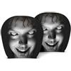 RUISOPE 2 Pezzi Copri Poggiatesta Ghost Face, Divertente copri poggiatesta auto，C | Universale coprisedili per poggiatesta auto, Traspiranti Ed Elastici Con Faccia Inquietante Horror Copris poggiatestas