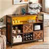 YITAHOME Credenza con ante scorrevoli, armadio buffet con prese, LED