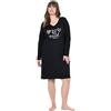 Ulla Popken Camicia da Notte da Donna Leopardata, Nero, 52/54 IT