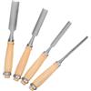 PACKOVE 4 Pezzi Set di Scalpelli per Intaglio Legno Lame Semicircolari in Acciaio al Carbonio da 6/12/18/24mm, Dimensioni Essenziali per Finiture Lisce e Design Intricati, per