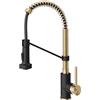 KRAUS Bolden KPF-1610SFACBMB - Rubinetto da cucina a 2 funzioni con maniglia singola, in bronzo champagne anticato e nero opaco senza macchie