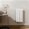 EMKE Radiatore di design, piccolo, 600 x 304 mm, verticale, con attacco centrale, radiatore a pannello singolo, per bagno, camera da letto e soggiorno, bianco 210 W