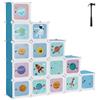 SONGMICS Scaffale Portaoggetti a 15 Cubi per Bambini, Portagiochi ad Incastro, Armadio in Plastica, Organizzatore Modulare per Abiti Scarpe Zainetto, 153 x 31 x 153 cm, Azzurro LPC902Q01
