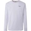 Pepe Jeans London Original Basic 3N Uomo Slim Fit Maglia a Manica Lunga Cotone Stretch Girocollo con Logo Bianco