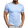 Genfien T-Shirt da Uomo Maglia Regular Fit Manica Corta Girocollo Tessuto Testurizzata Top a Maniche Corte