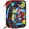 Mitama Astuccio Triplo SmartPlay c/Spinny pen, Accessori Scuola Elementare, 47 pezzi, Portapenne con colori, 3 Scomparti, Bambini e bambine, multicolore