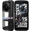 DOOGEERugged Fire 3 Max Rugged Smartphone Android 15, Doppie Luci Campeggio, UNISOC T7250, 8350mAh Telefono Indistruttibile, 32GB+256GB, 40MP+20MP+8MP Telefono Rugged, Widevine L1/NFC - Grigio