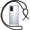 Pnakqil Custodia con Cordino Cover per OPPO A74 5G/A54 5G Girocollo Collana Cordoncino Collo Cordini Laccio Tracolla Catena Silicone Protettiva Trasparente Custodia per OPPO A54 5G Cover, Nero