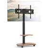 XTRARM Stellar Supporto TV da pavimento con Ripiano in Legno, con Ruote Regolabile in Altezza, Piedistallo per 32-70 Pollici, Portata 45 kg, Stand Tele da Terra Universale, VESA 600x400mm