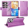 Giyer Cover per iPhone 16 Pro Max Custodia con Vetro Temperato, Premium PU Portafoglio Slot per Scheda RFID Antifurto Funzione Supporto Flip Case, Antiurto per iPhone 16 Pro Max 5G Cover (Viola)