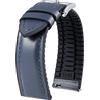 BINLUN Cinturini Orologi in Pelle 14 mm - 22 mm Rivestiti in Silicone Morbido Traspirante Sgancio Rapido Elegante Cinturini Ibridi in Pelle e Gomma per Smartwatch Uomo Donna(Blu scuro,19mm)