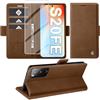 Giyer Cover per Samsung Galaxy S20 FE Custodia con Vetro Temperato, Premium PU Portafoglio Slot per Scheda RFID Antifurto Funzione Supporto Flip Case, Antiurto per Samsung S20 FE 4G/5G Cover (Marrone)