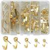 HUZNA 120 Pezzi Kit per appendere quadri, Ganci per quadri resistenti, Kit di Gancis Cornice,Ganci per Cornici Oro per foto in ufficio a casa, supporto per cornice