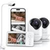 Dr.Care VistaView Lite RB Baby Monitor WiFi con 1 Supporto Clip - 2 Telecamere, Schermo Split 4'' 720P, App 1080P, Rilevamento Movimento, Visione Notturna HD, Multi-Utente, Tripla Sicurezza