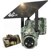 LEMNOI Fototrappola 4G Solare con SIM Preinstallate, Fotocamera da Caccia con Pannello Solare, Telecamera Esterna 2K PTZ Impermeabile con Visione Notturna a Colori, Rilevamento PIR (1 pezzo)