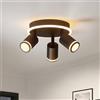 LVWIT Faretti LED Soffitto Nero, Faretto da Parete Interno GU10, Lampadario Faretti 3 Orientabili Neri, Faretto da Soffitto a Base Circolare, Plafoniera Camera da Letto (Senza Lampadina)