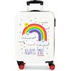 MOVOM Enso Arcoiris Always Smile Trolley cabina Bianco 38x55x20 cm Rigida ABS Chiusura a combinazione numerica 35L 2,3Kgs 4 Ruote Bagaglio a mano
