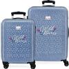 Movom Wild flowers Set valigie blu 55/68 cm ABS rigido Chiusura a combinazione laterale 104L 6 kg 4 Doppie ruote Bagaglio a mano