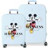 Disney Set valigie Disney Mickey Happiness blu 55/70 cm ABS rigido Chiusura TSA integrata 116L 7,54 kg 4 doppie ruote Bagaglio a mano