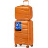KONO Set di 2 Valigie Rigida 35,5/56cm Trolley e Borsa da Toilette Polipropilene Piccolo con TSA Lucchetto (Arancione)