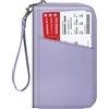 Fintie Porta passaporto per famiglia, con blocco RFID, organizer per documenti da viaggio, pochette per carte di credito, per donne e uomini, Lilla viola., classico