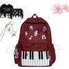 Qosneoun Zaino per pianoforte da donna, zaino a pois, novità giocoso stravagante carino Y2k zaino musicale a pois borsa in nylon, B-rosso, 1, Casual