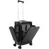 chennnls Valigia per bagaglio a mano, 20 pollici, valigetta da viaggio, apertura a 3 scomparti, porta USB, serratura a combinazione, porta bevande, 4 rotoli, PC (Nero)