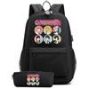 Huacaiyu Anime Denji Zaino + Astuccio 2pcs Set Cosplay Pochita Reze Multifunzione Zaino da Viaggio Bookbag con serratura Daypack Borsa da Scuola Nero